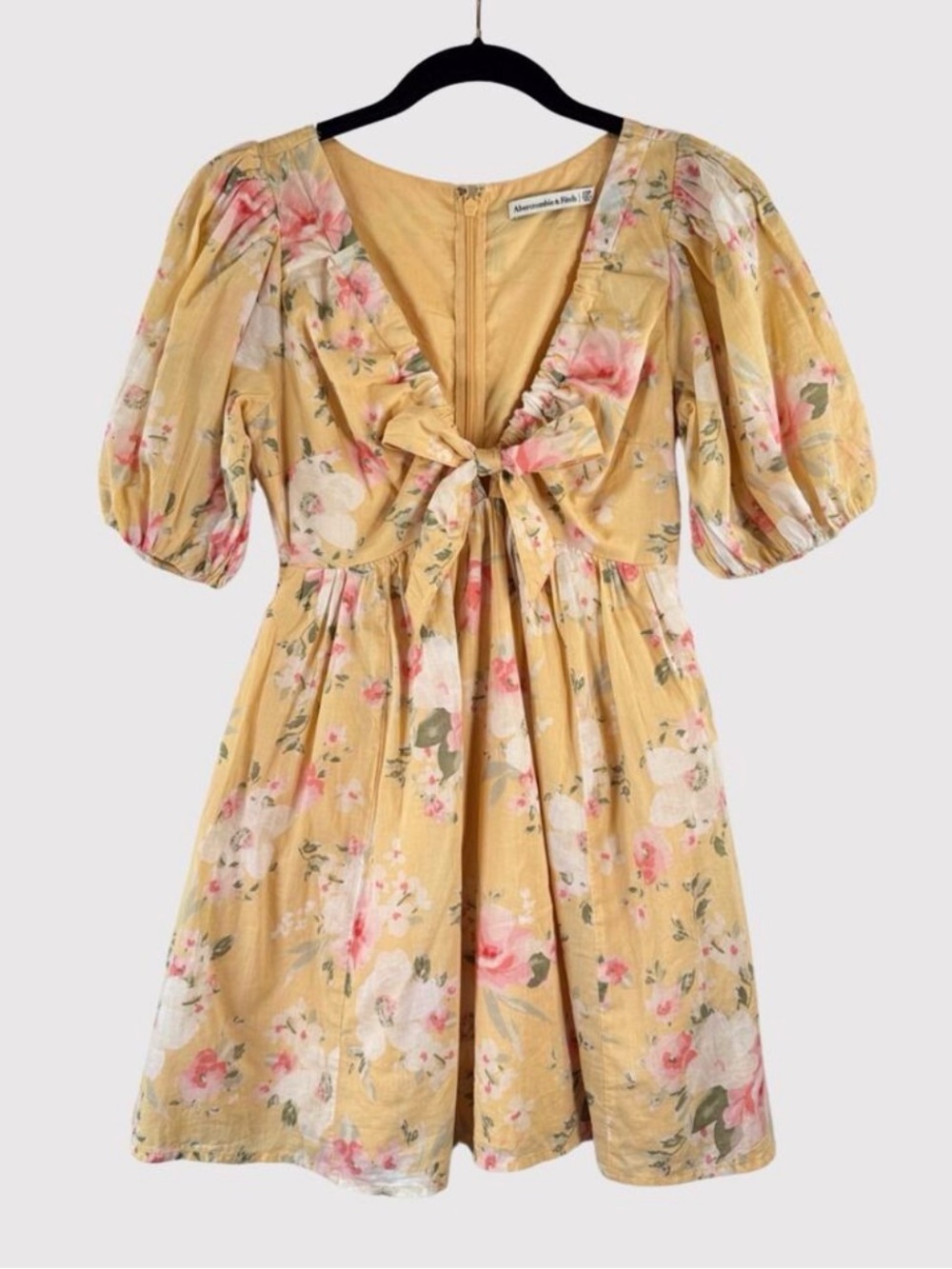 Abercrombie & Fitch Vintage Yellow Floral Puff Sleeve Mini Baby Doll Dress